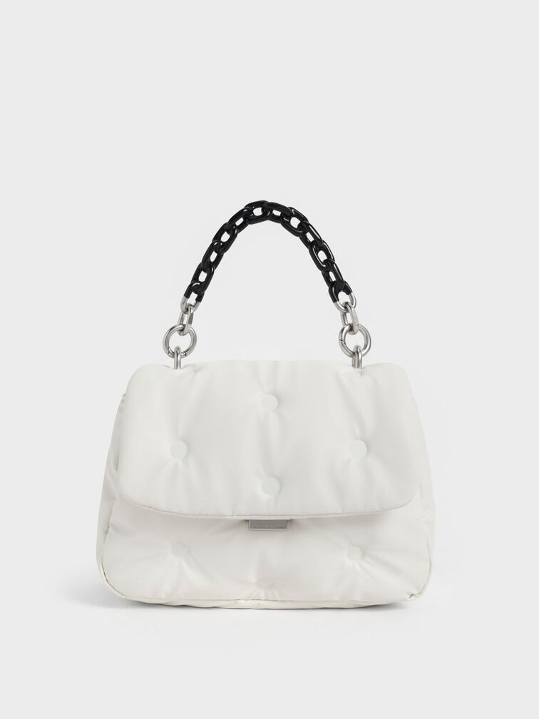 Koi Padded Chain Handle Bag, White, hi-res