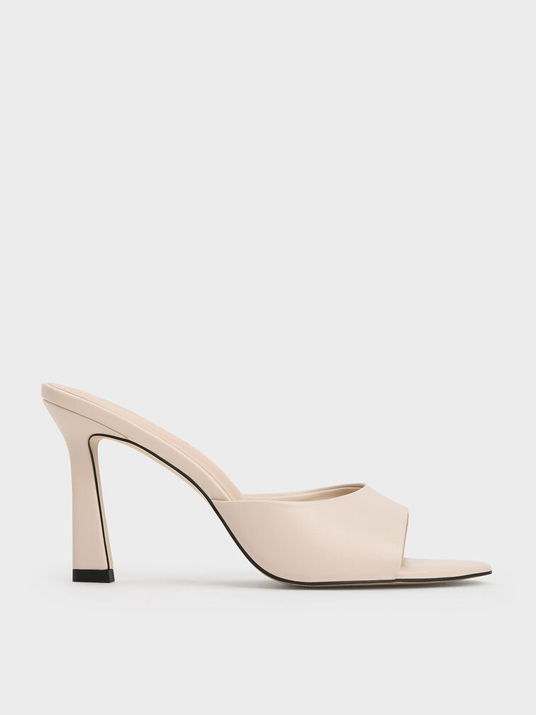 Open-Toe Heeled Mules, Chalk, hi-res