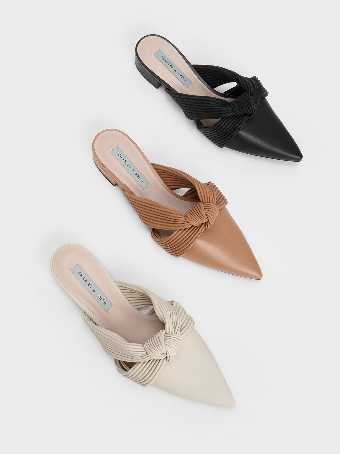 Knotted Pleated Mules, Sand, hi-res