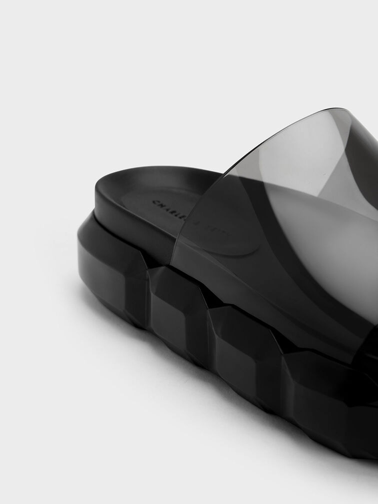 Fia See-Through Slide Sandals, Black, hi-res