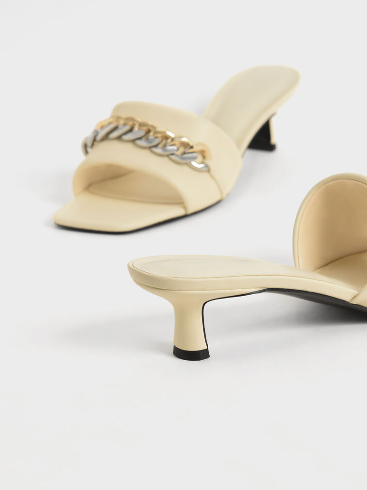Chain-Embellished Blade Heel Mules, Chalk, hi-res