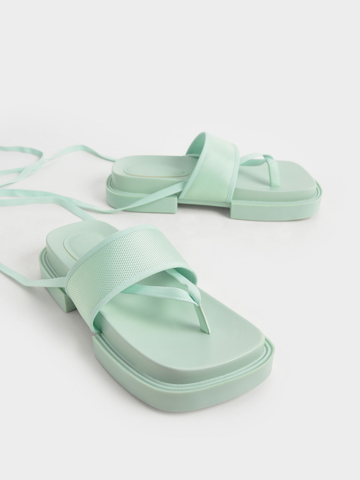 Alex Recycled Polyester Tie-Around Thong Sandals, Mint Green, hi-res