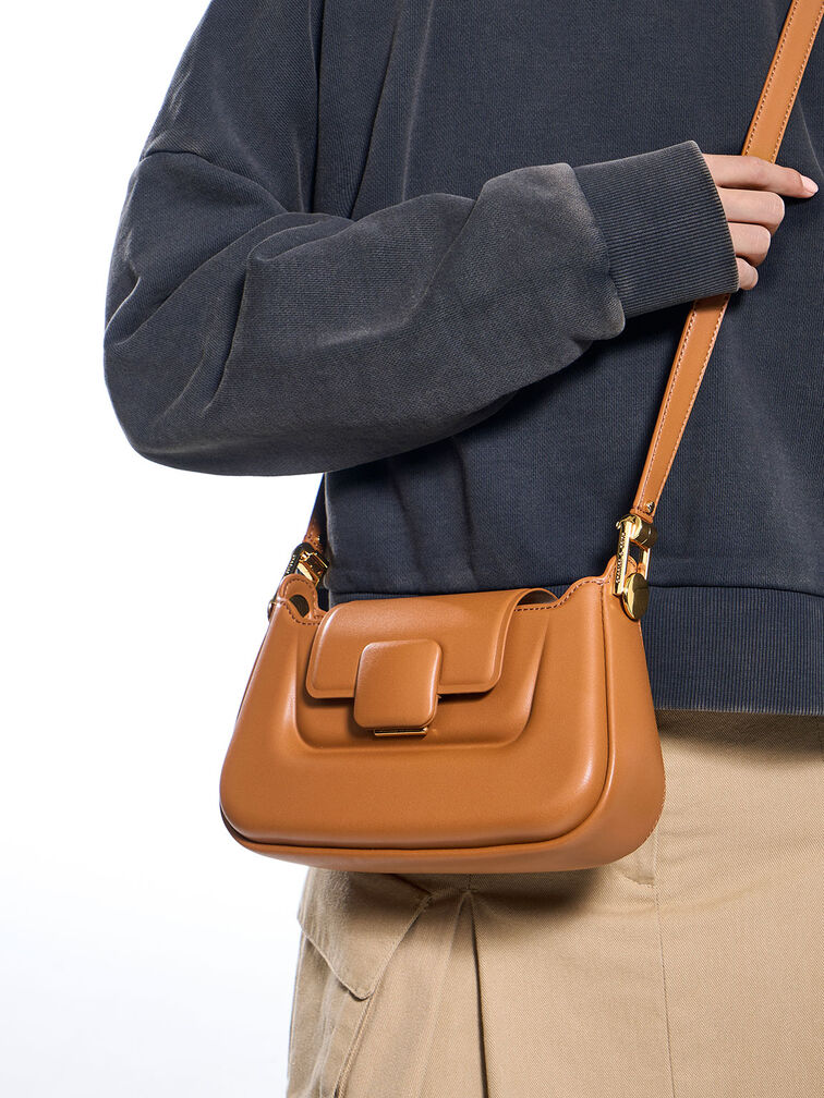 Koa Push-Lock Top Handle Bag, Chocolate, hi-res