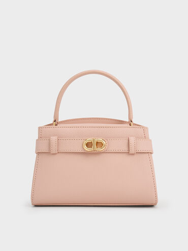 Aubrielle Metallic-Buckle Top Handle Bag, Pink, hi-res