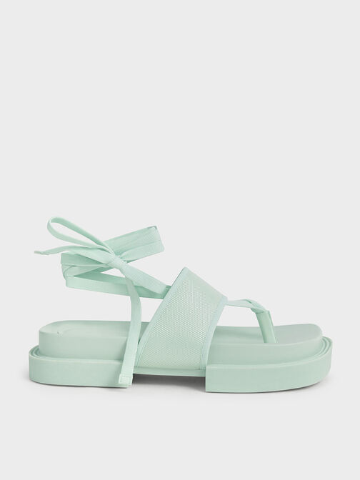 Alex Recycled Polyester Tie-Around Thong Sandals, Mint Green, hi-res