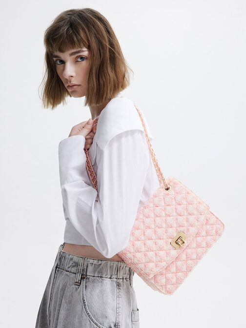 Cressida Tweed Chain Strap Bag, Pink, hi-res