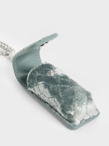 Holly Chain-Strap Velvet Mini Pouch, Sage Green, hi-res