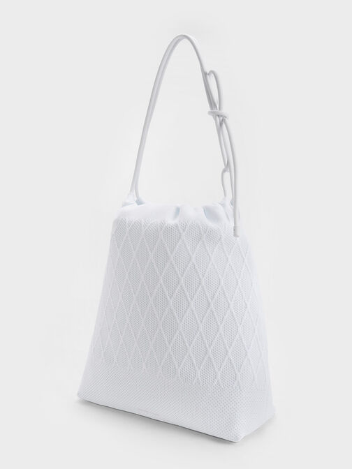 Genoa Bow-Tie Knitted Bag, White, hi-res