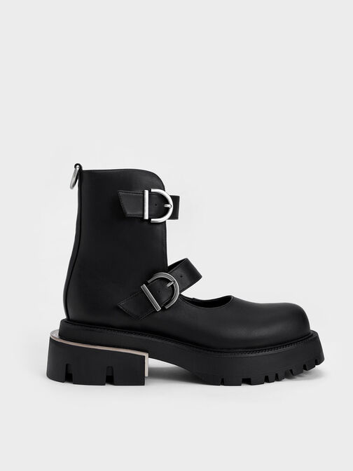 Selma Buckled Chunky Boots, Black, hi-res