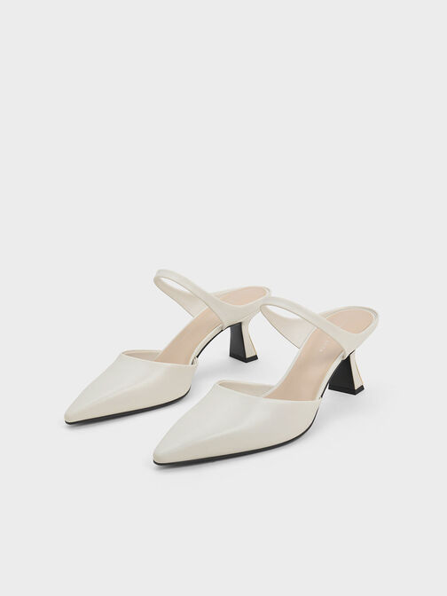 Slant Heel Mules, White, hi-res