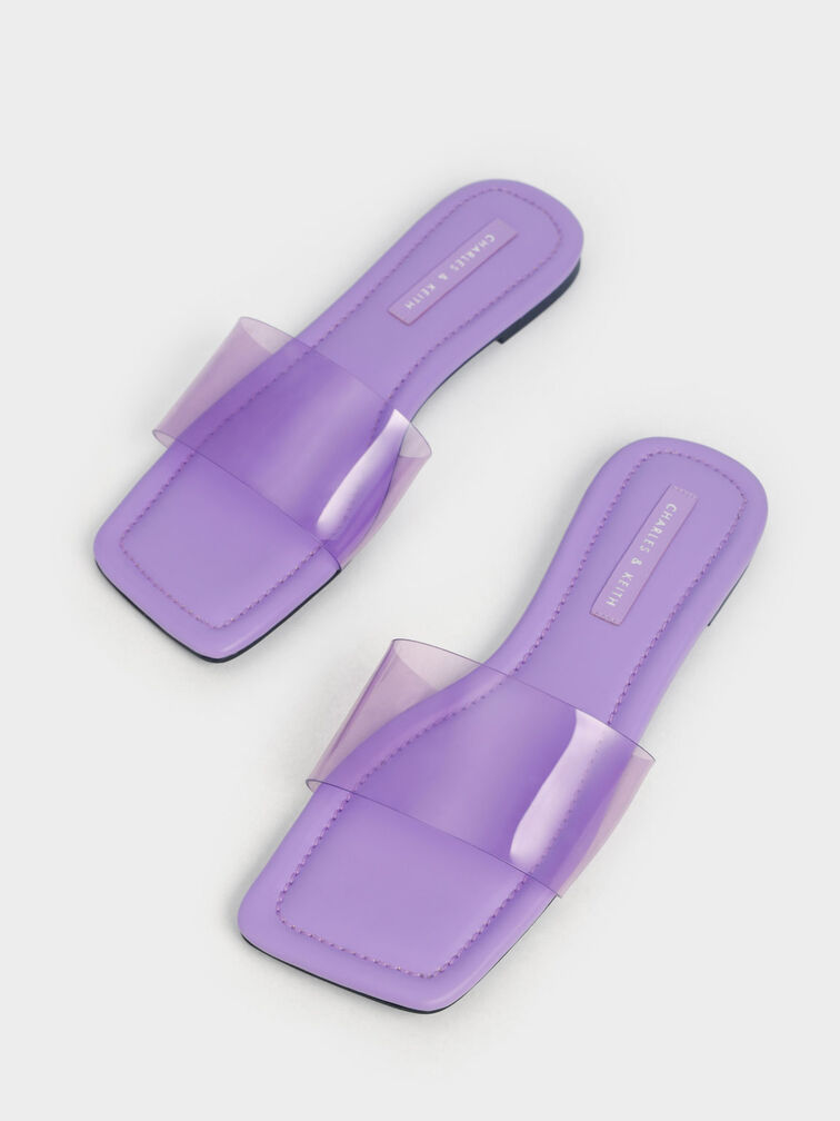Padded Slide Sandals, Purple, hi-res