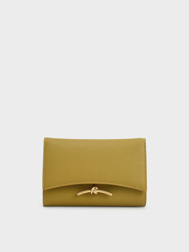 Huxley Metallic-Accent Front Flap Wallet, Mustard, hi-res