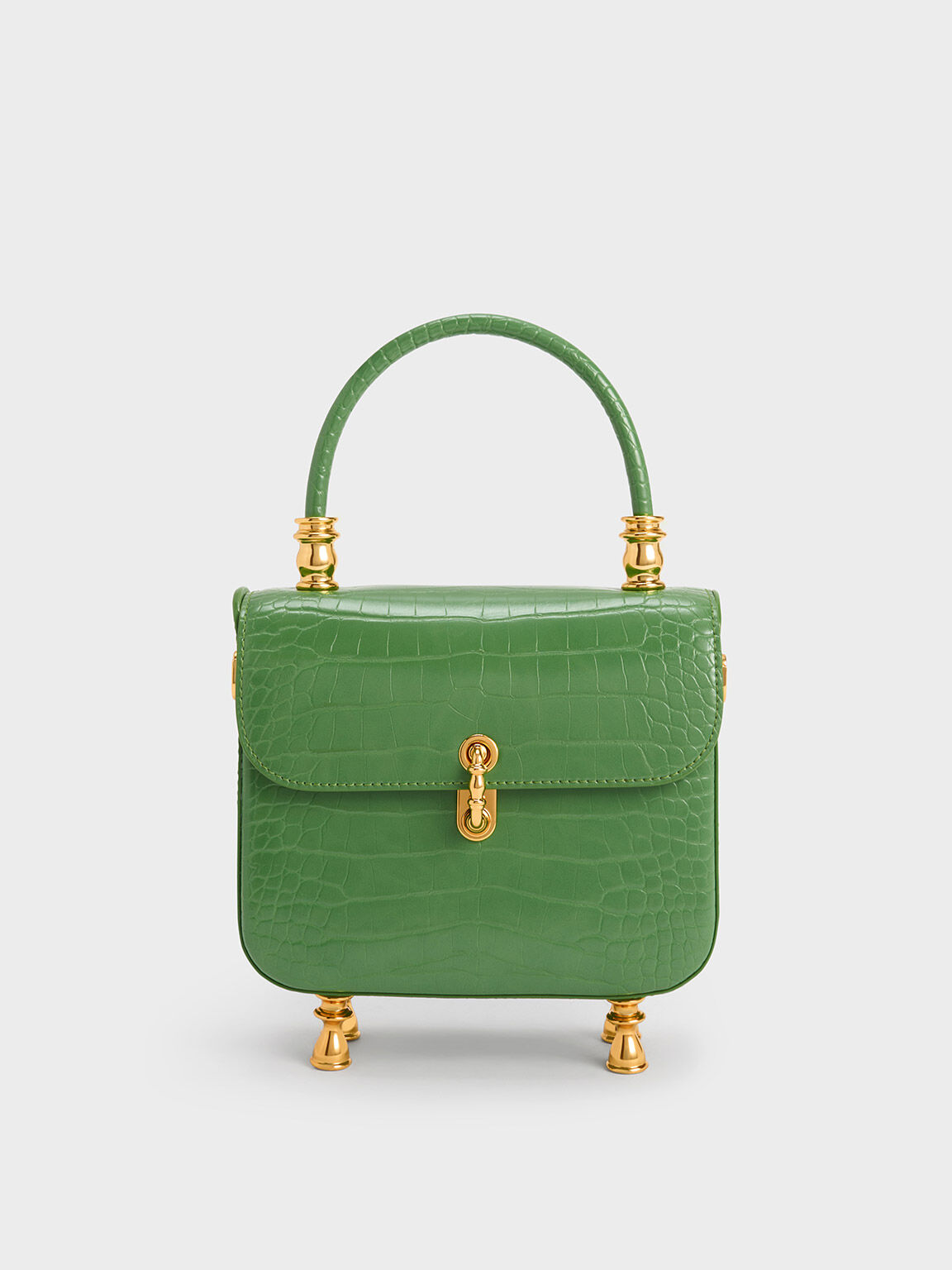 حقيبة ميريا بيد علوية ونقشة جلد التمساح, لون أخضر, hi-res