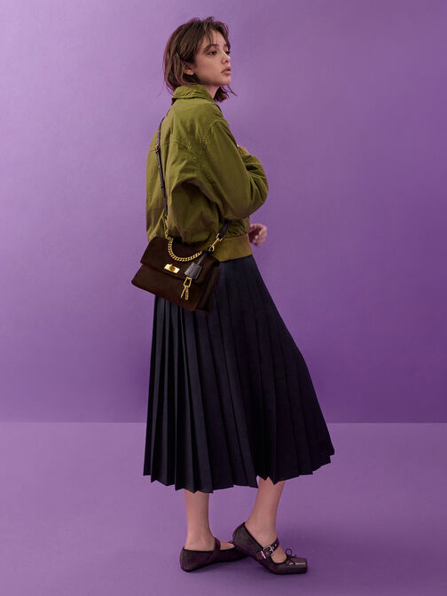 Kerry Recycled Suede Chain-Handle Crossbody Bag, Espresso Brown, hi-res