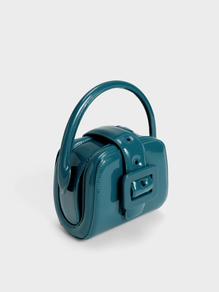 Lula Patent Belted Bag, Turquoise, hi-res