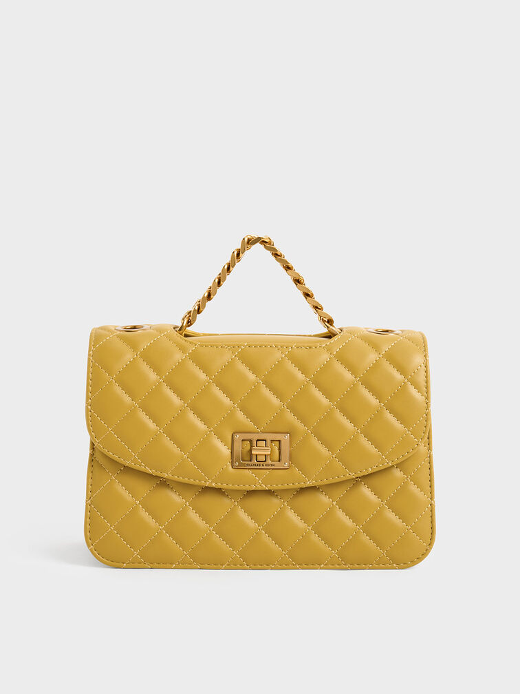 Quilted Clutch, Mustard, hi-res