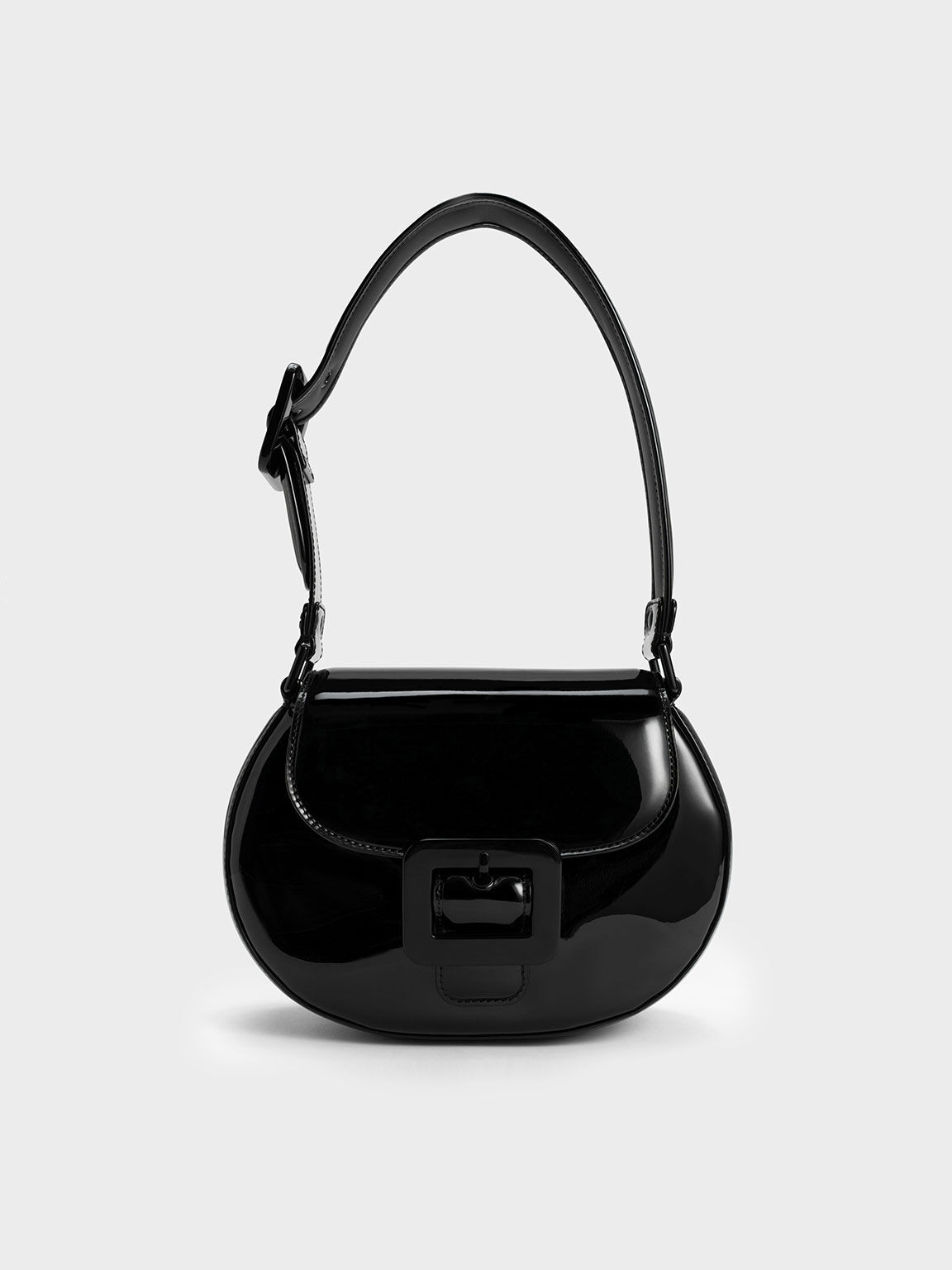Lula Patent Buckled Bag, Black, hi-res