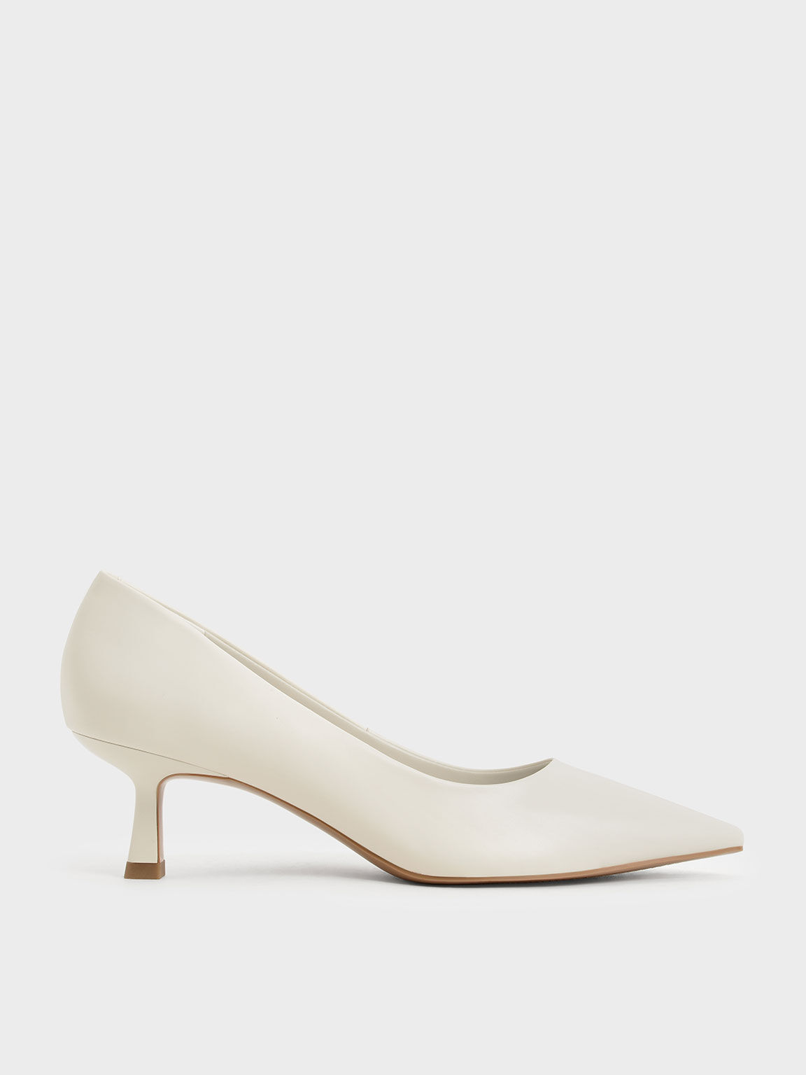 Pointed Kitten Heel Pumps, Chalk, hi-res