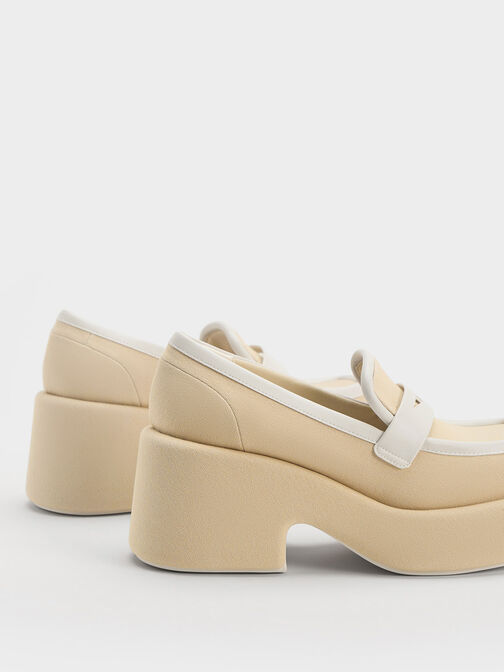 Leni Canvas Platform Loafers, Beige, hi-res