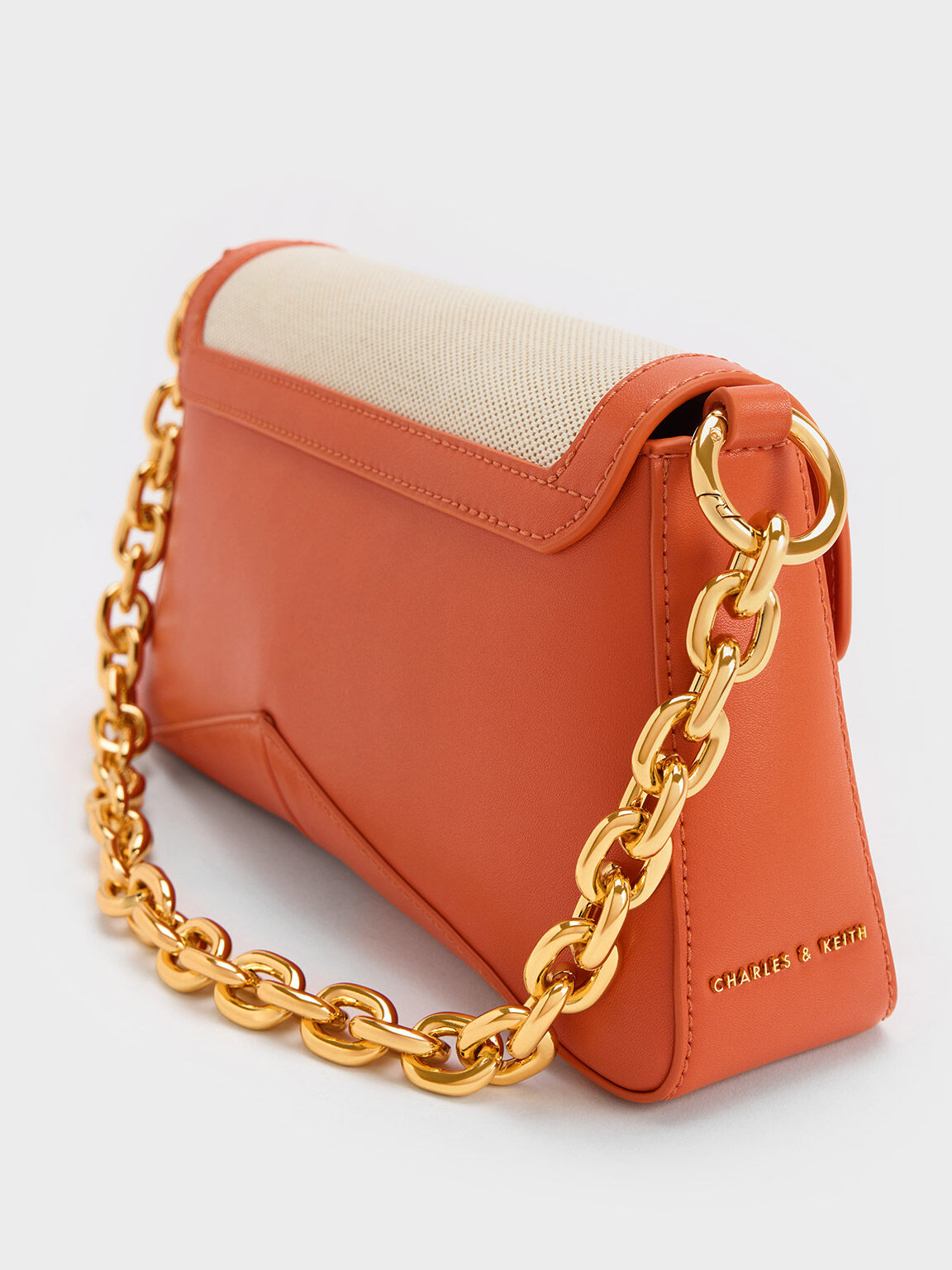 Arley Canvas Chain-Link Trapeze Bag, Orange, hi-res