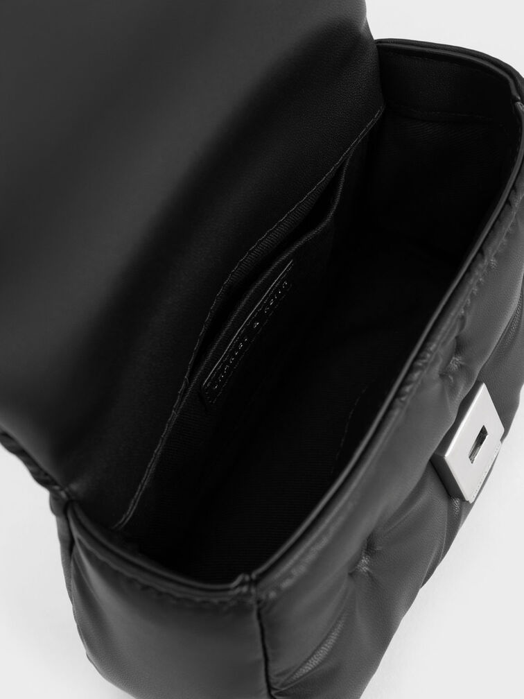 حقيبة كتف "كوي" مبطنة بذراع سلسلة, أسود, hi-res