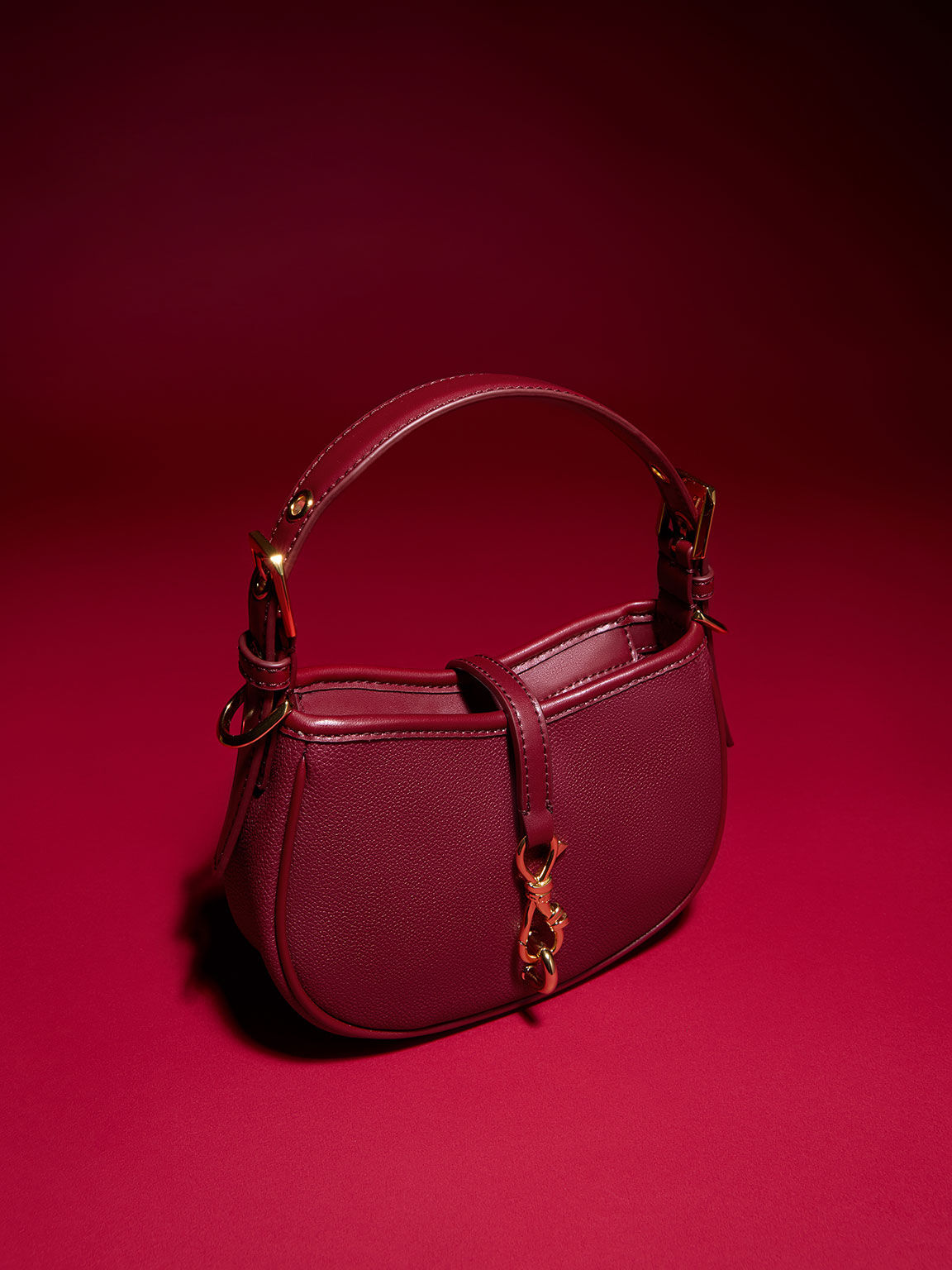Thessaly Metallic Accent Bag, Burgundy, hi-res