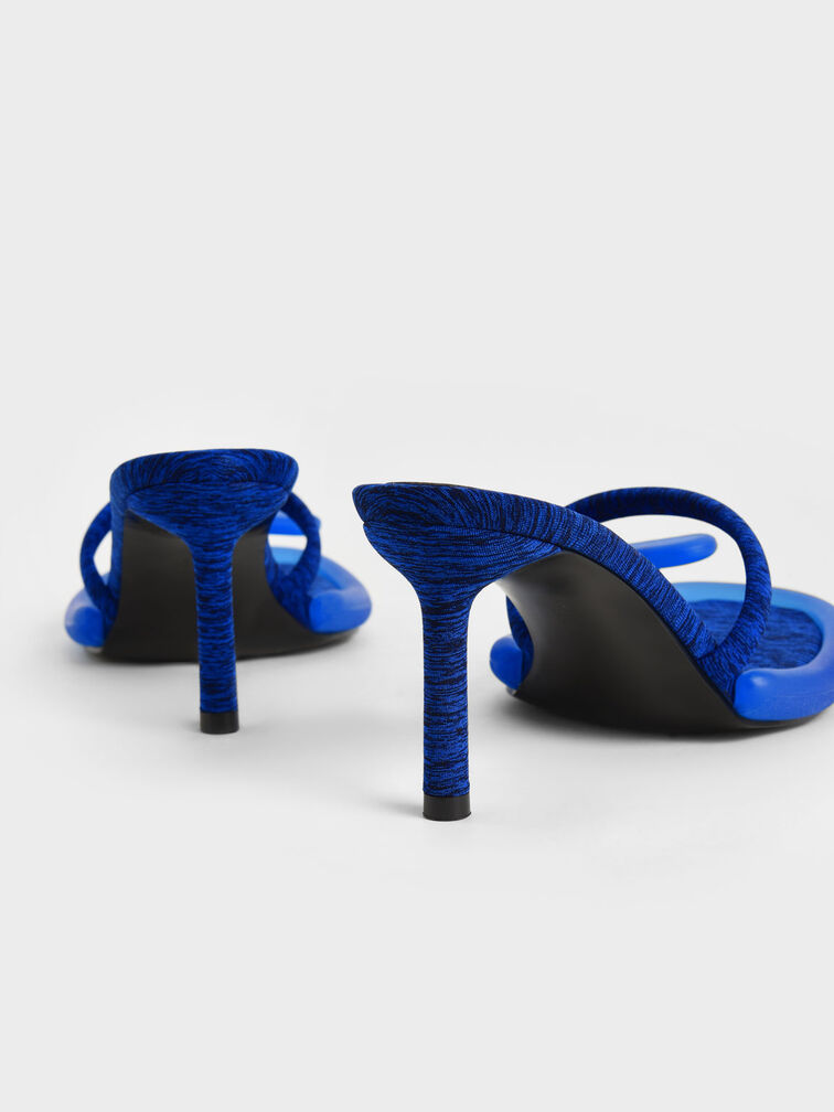 Electra Recycled Polyester Heeled Thong Sandals, Blue, hi-res
