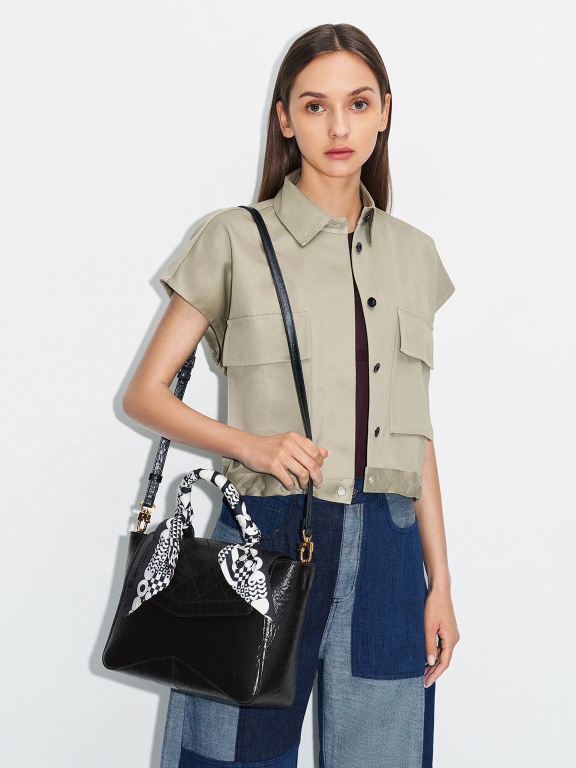 Charles & keith scarf wrapped top handle bag shop