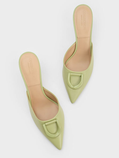 Gabine Leather Mules, Green, hi-res