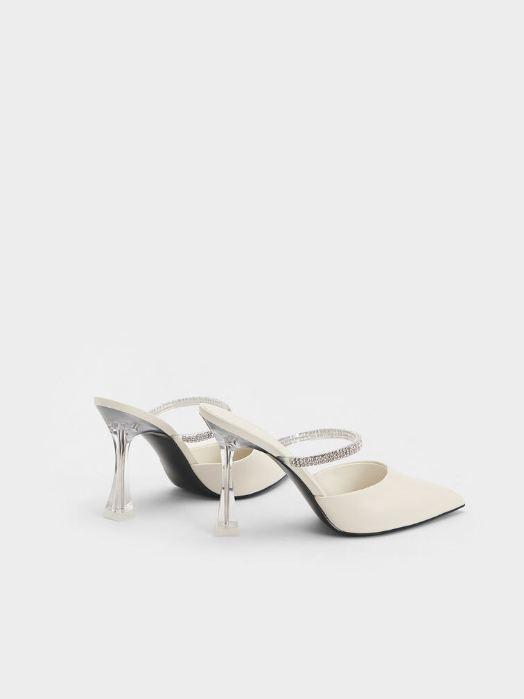 Gem Strap Mules, Cream, hi-res