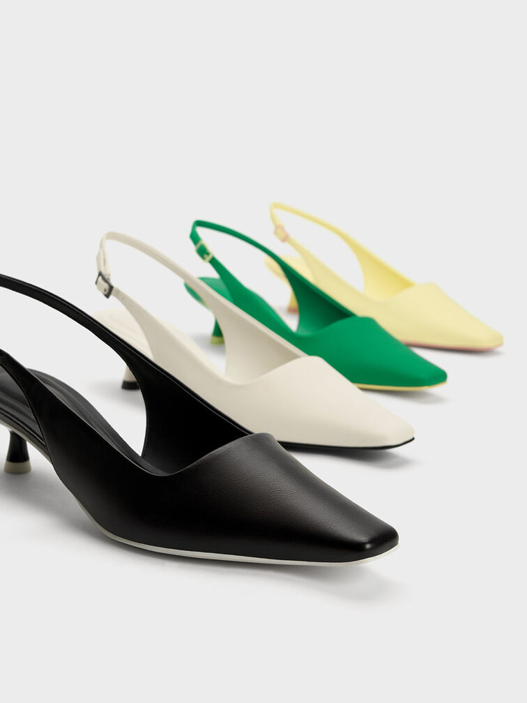 Vita Square-Toe Slingback Pumps, Yellow, hi-res