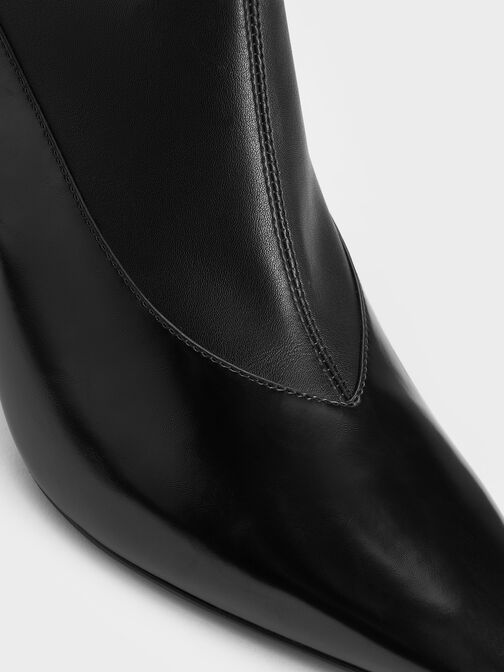Pointed-Toe Back-Zip Stiletto-Heel Ankle Boots, Black Boxed, hi-res