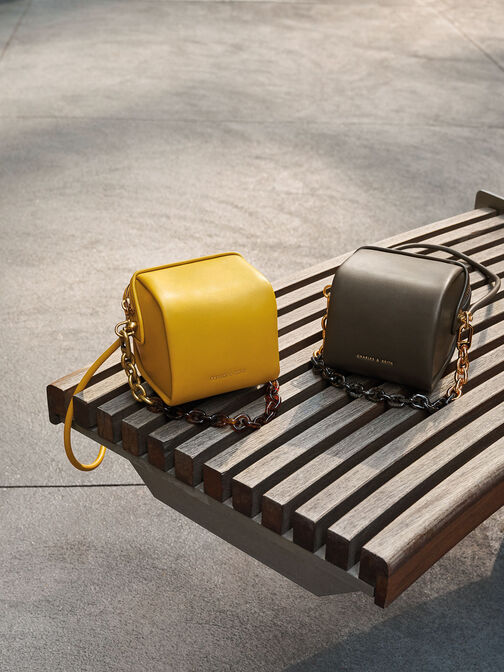 Ridley Chain-Link Boxy Bag, Dark Moss, hi-res