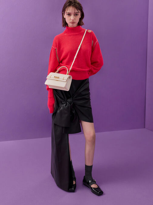Arlet Belted Top Handle Bag, Cream, hi-res