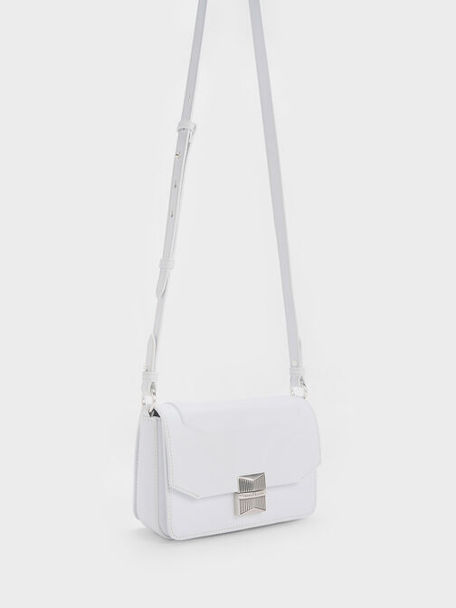 Kalinda Metallic Accent Boxy Bag, White, hi-res