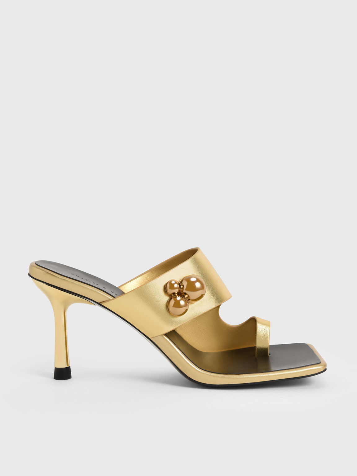 Embellished Stiletto Heel Metallic Thong Sandals, Gold, hi-res