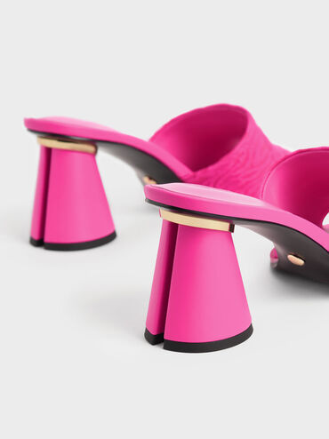 Medina Jacquard Cylinder Heel Mules, Pink, hi-res