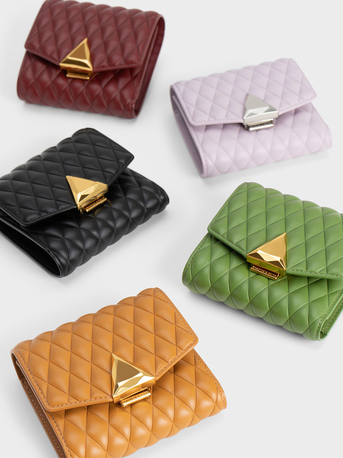 Quinlynn Metallic Accent Quilted Wallet, Orange, hi-res