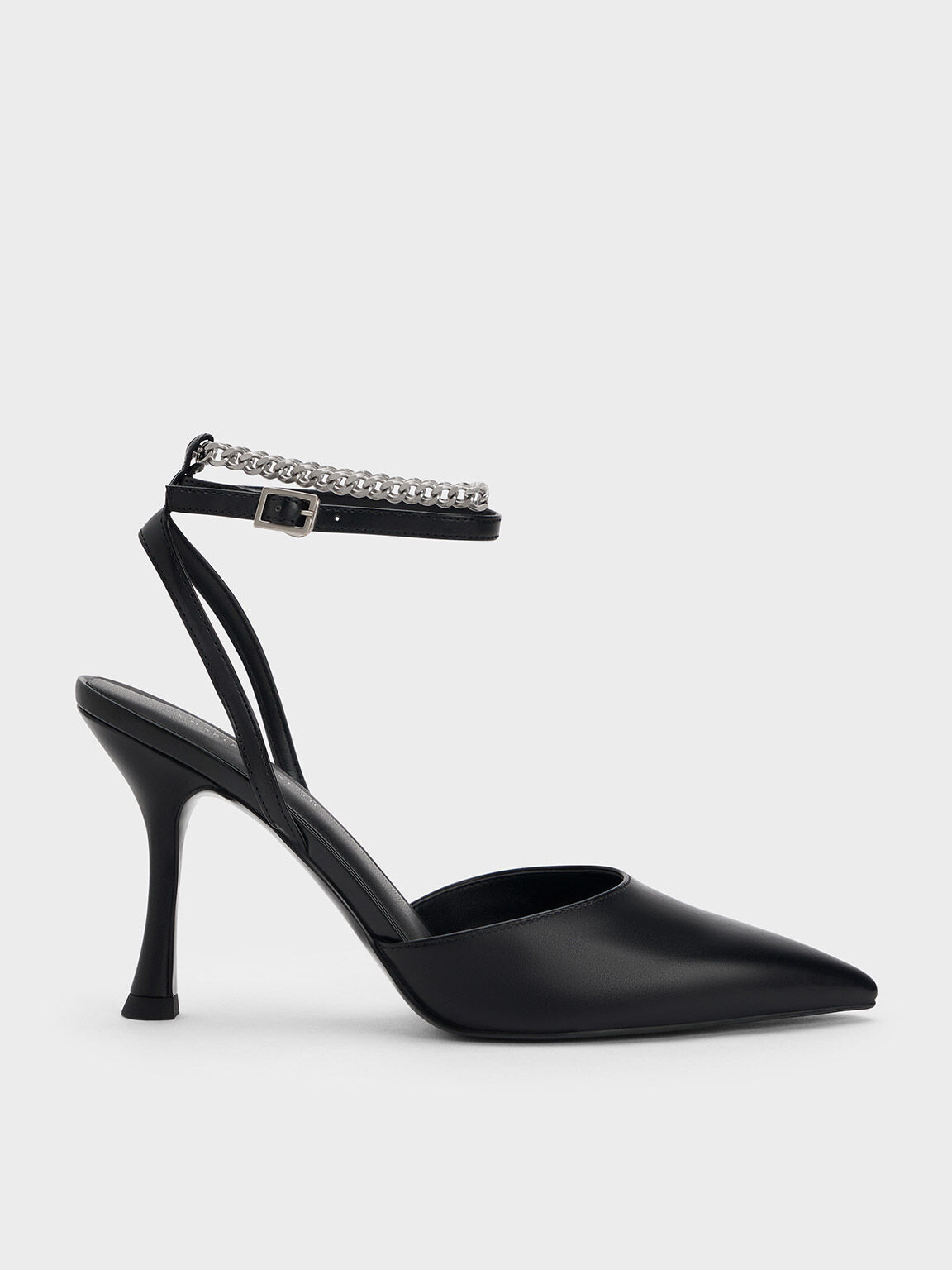 Chain-Link Ankle-Strap Pumps, Black, hi-res