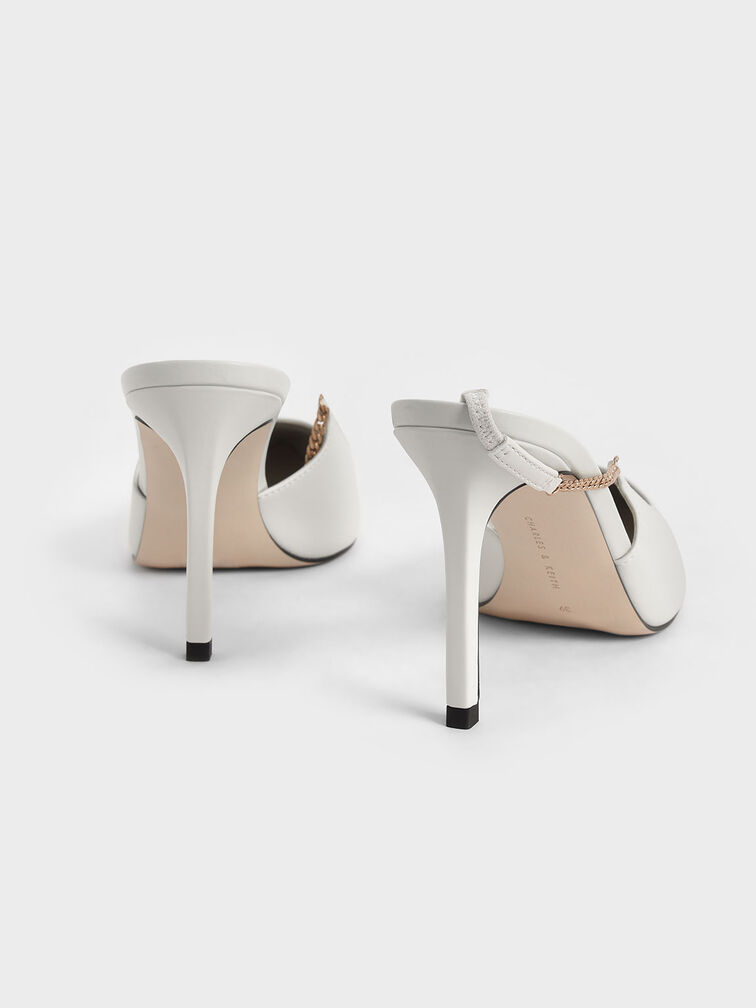 Chain-Link Slingback Stiletto Pumps, Chalk, hi-res