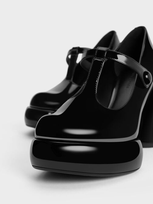 حذاء ماري جينز بنعل سميك وشريط على شكل حرف T من دارسي, Black Patent, hi-res