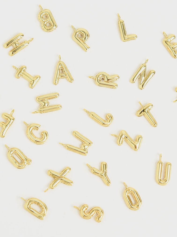 Alphabet 'O' Charm, Gold, hi-res
