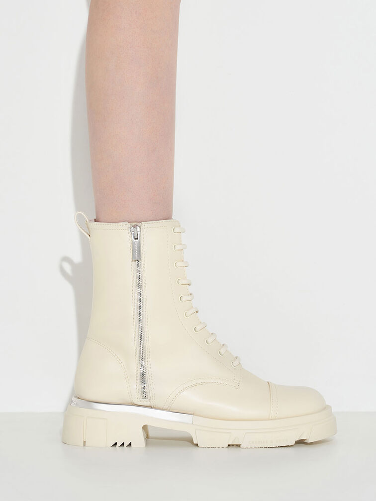 Dakota Lace-Up Boots, Chalk, hi-res