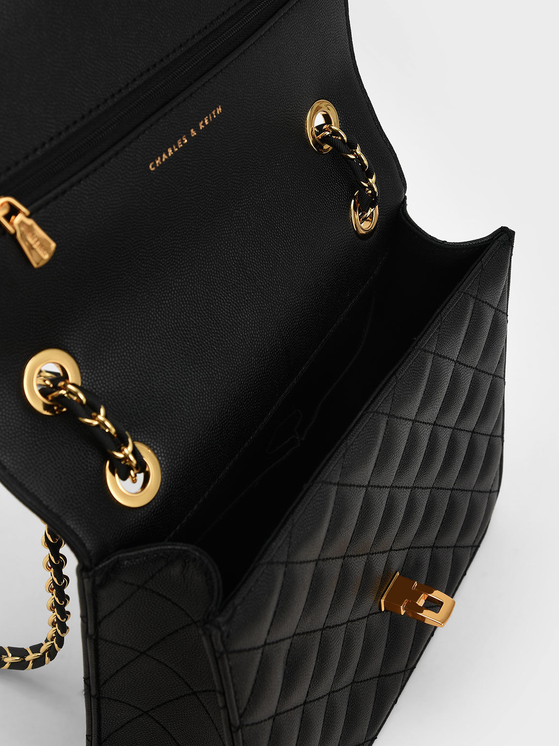 Charles and keith sales quilted push lock bag