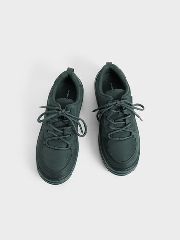 Nylon Chunky Sole Sneakers, Dark Green, hi-res
