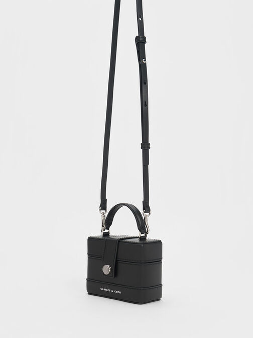 Mini Bronte Contrast Trim Top Handle Bag, Black, hi-res