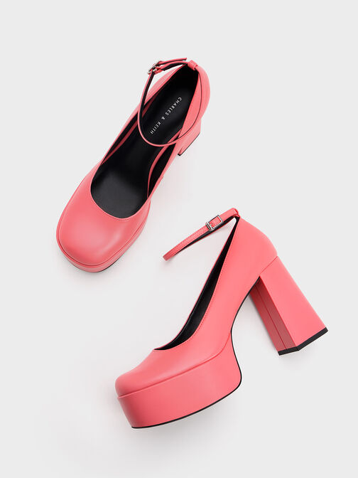 Ankle-Strap Platform Pumps, Pink, hi-res