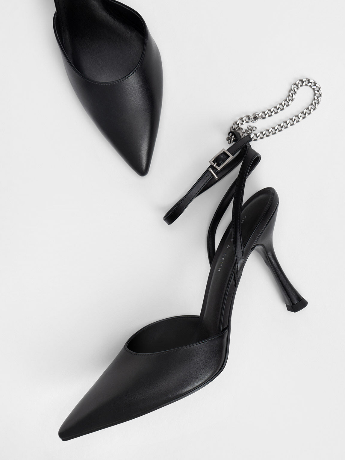 Black Chain Link Ankle Strap Pumps CHARLES KEITH SA