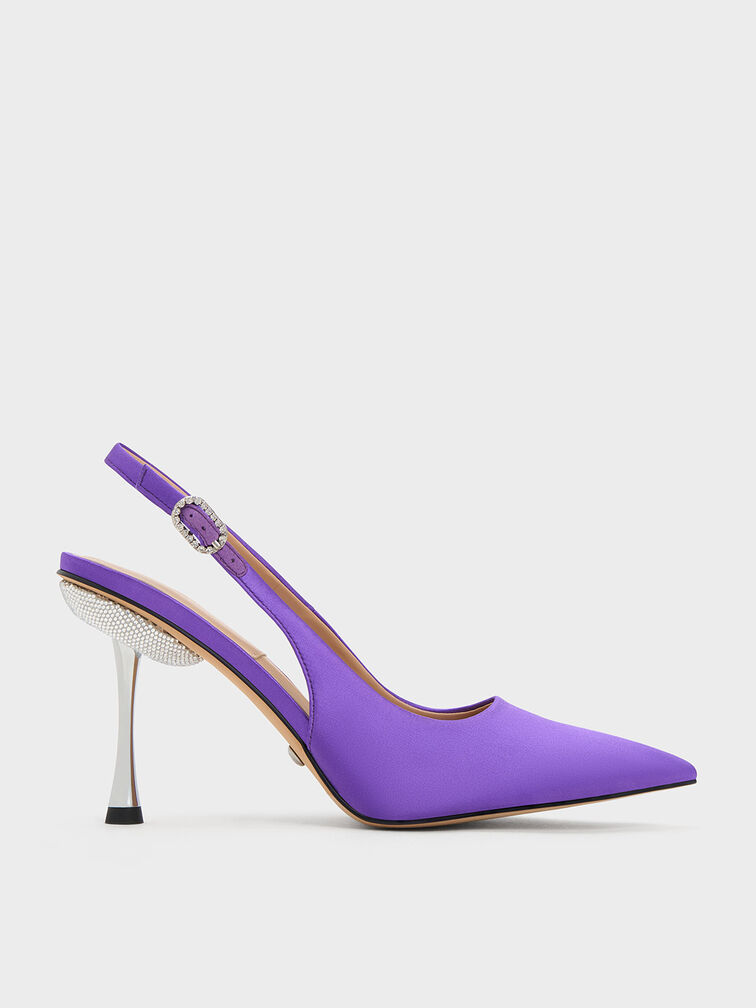 Demi Recycled Polyester Slingback Pumps, Purple, hi-res
