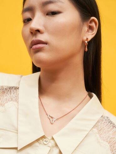 Sculpted Mismatch Earrings, Rose Gold, hi-res